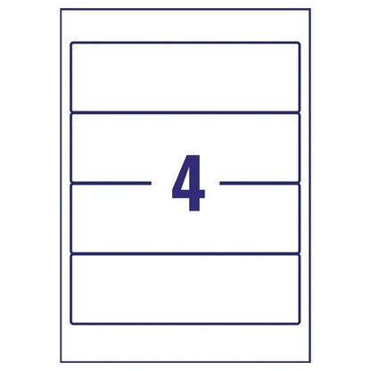 Avery Inkjet L/Arch Filing Labels 4 Per Sheet Wht (Pack of 100) J8171-25