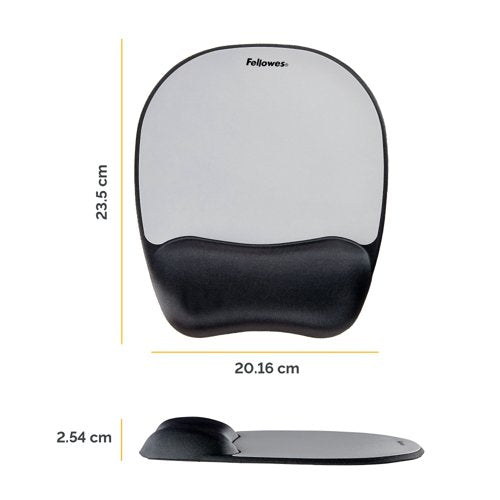 Fellowes Memory Foam Mouse Pad Wrist Support Black/Silver 9175801