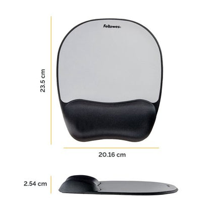 Fellowes Memory Foam Mouse Pad Wrist Support Black/Silver 9175801