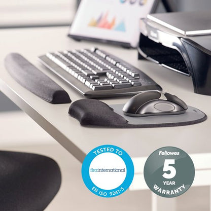 Fellowes Memory Foam Mouse Pad Wrist Support Black/Silver 9175801