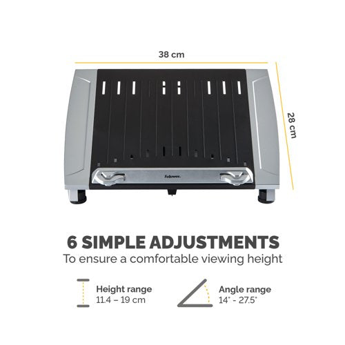 Fellowes Office Suites Height Adjustable Laptop Stand Plus Black/Silver 8036701