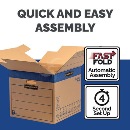 Bankers Box SmoothMove FastFold Removal Box Large 85 Litre Brown/Blue (Pack of 5) 6205301