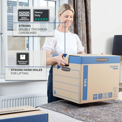 Bankers Box SmoothMove FastFold Removal Box Large 85 Litre Brown/Blue (Pack of 5) 6205301