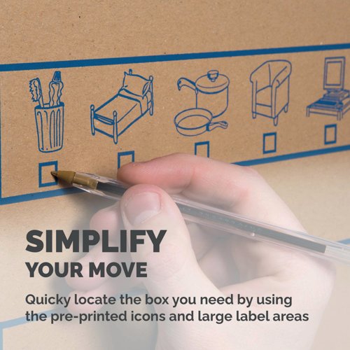Bankers Box SmoothMove FastFold Removal Box Large 85 Litre Brown/Blue (Pack of 5) 6205301