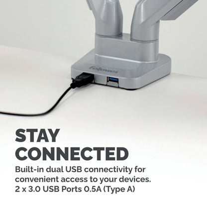 Fellowes Platinum Series Dual Monitor Arm Silver 8056501