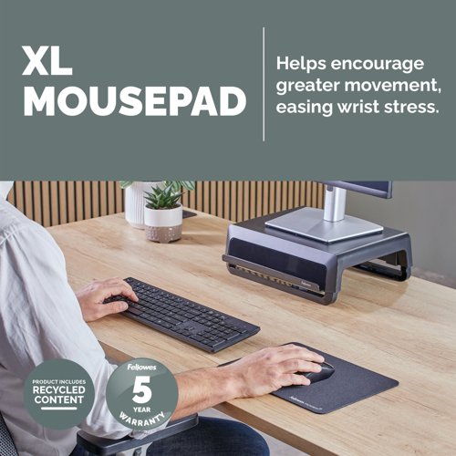 Fellowes Breyta XL Fabric Mouse Pad Black 100138995