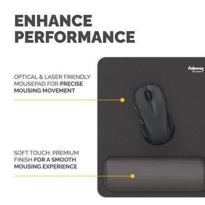 Fellowes Breyta Standard Mouse Pad Wrist Rest Black 100142555