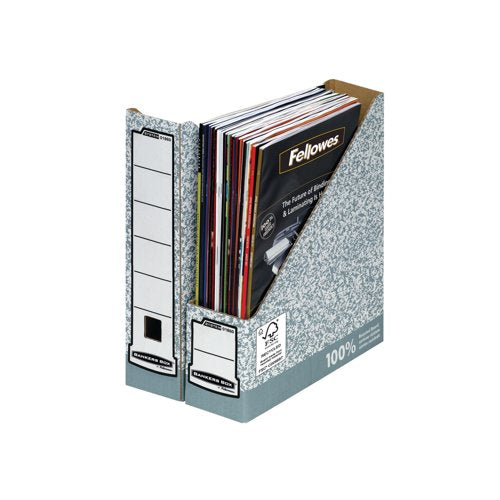 Bankers Box Prem Magazine File Grey/White (Pack of 10) 186004