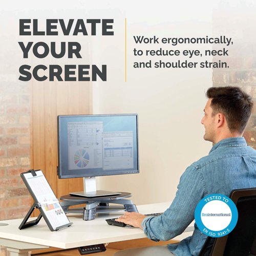 Fellowes Rotating Monitor Stand Platform 14kg Capacity Graphite 9145003