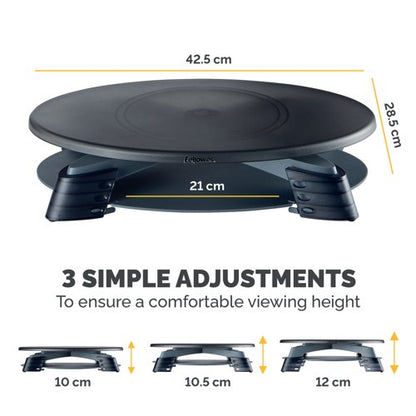 Fellowes Rotating Monitor Stand Platform 14kg Capacity Graphite 9145003