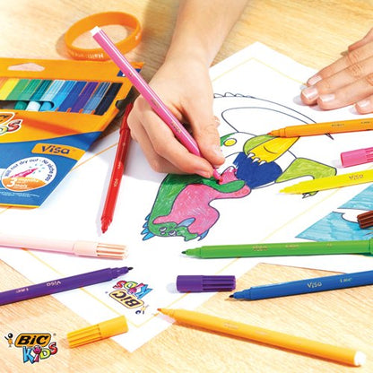 Bic Kids Visa Felt Tip Pens Fine Tip Assorted (Pack of 144) 887838