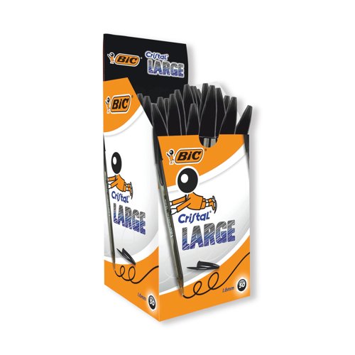 Bic Cristal Large Ballpoint Pen 1.6mm Black (Pack of 50) 880648