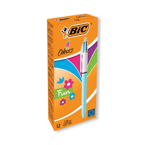 Bic 4 Colours Fun Retractable Ballpoint Pen (12 Pack) 887777
