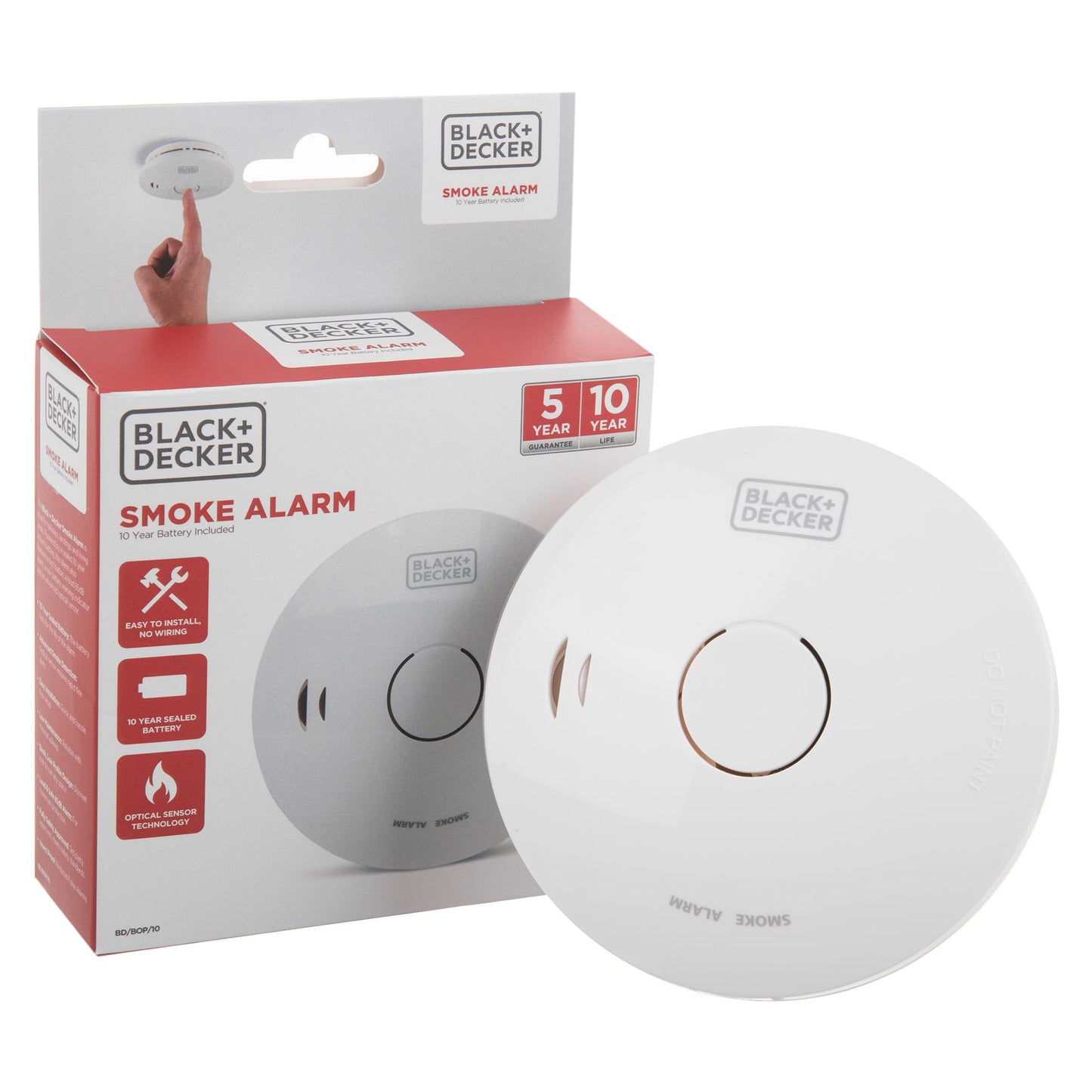 Black + Decker Smoke Alarm |10 Year Sealed Lithium Battery Life | Optical Sensor.