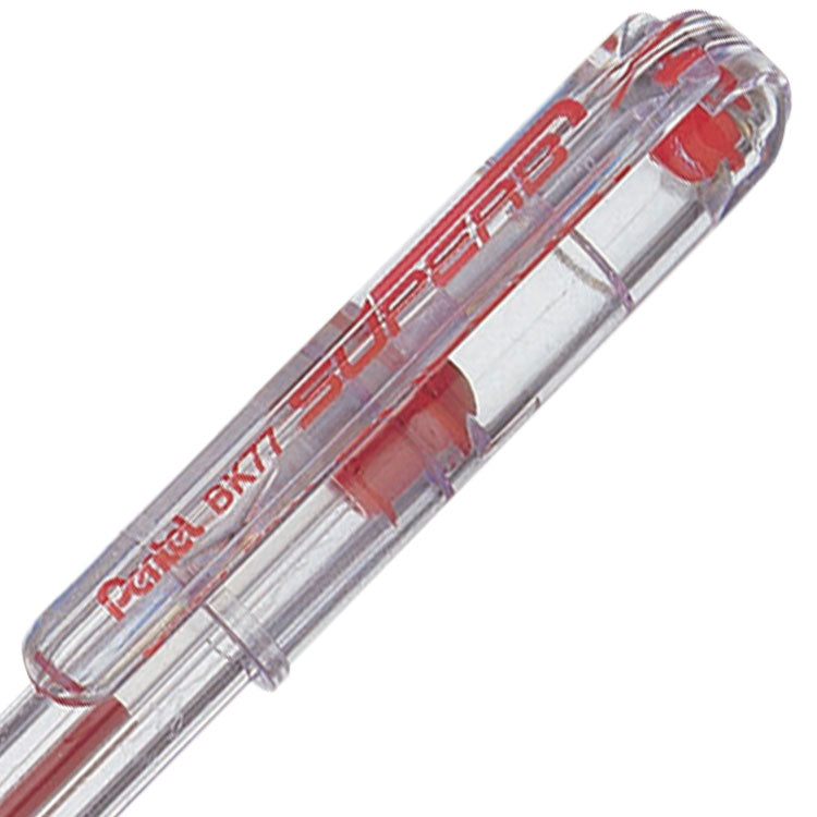 Pentel Superb Ballpoint Pen 0.7mm Tip 0.25mm Line Red (Pack 12) BK77-B