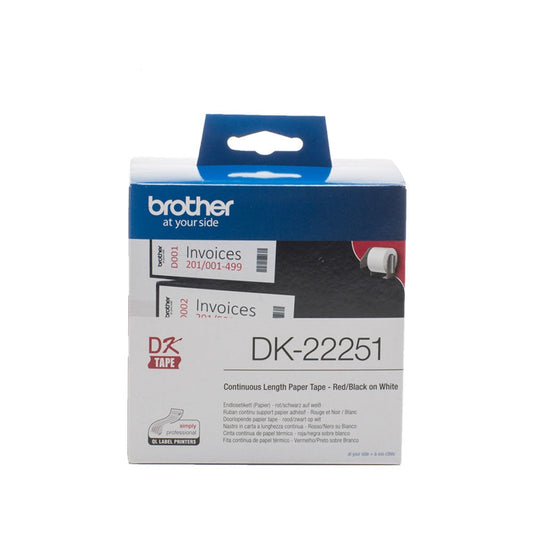 Brother DK-22251 Continuous Paper Tape Black/Red On White - UK BUSINESS SUPPLIES
