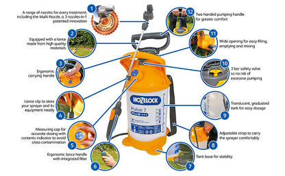 Hozelock Pressure Sprayer | Pulsar Viton | Includes Carry Strap | 7L capacity