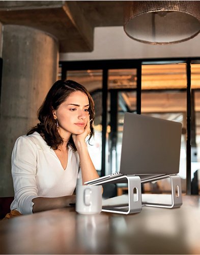 Contour Ergonomics Riser Style Laptop Stand For Laptops Up To 17 Inches Silver CE10137