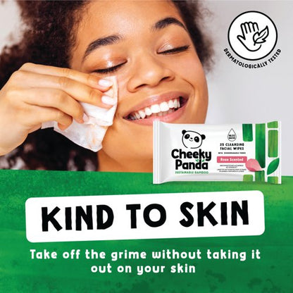 Cheeky Panda Bamboo Facial Cleansing Wipes 25 Wipes Rose (Pack of 6) FACEWROSMUL6-GBR