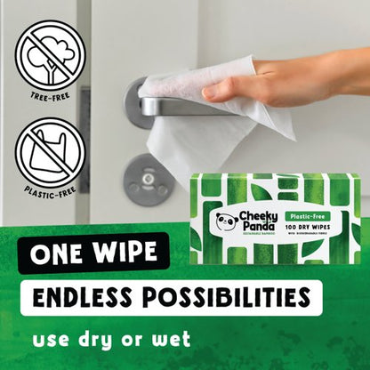 Cheeky Panda Biodegradable Bamboo Dry Wipes 100 Wipes (Pack of 6) DRYWX6