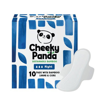 Cheeky Panda Pads with Wings Night Bamboo Lining and Core 10 Pads per Pack (Pack of 6) SPADS350mm