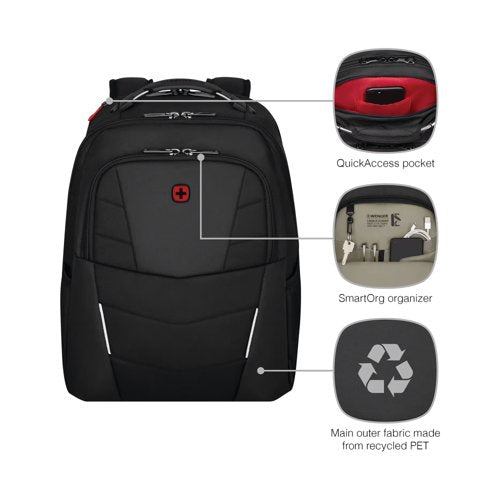 Wenger Altair 15.6 Inch Laptop Backpack with Tablet Pocket Black 653186