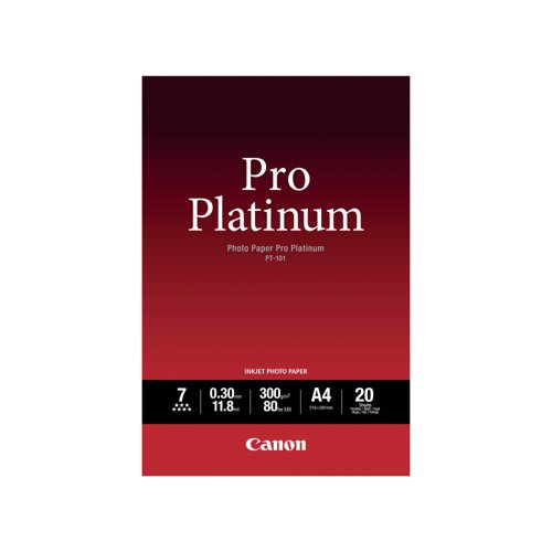 Canon PT-101 Pro A4 Platinum Photo Paper (Pack of 20) 2768B016