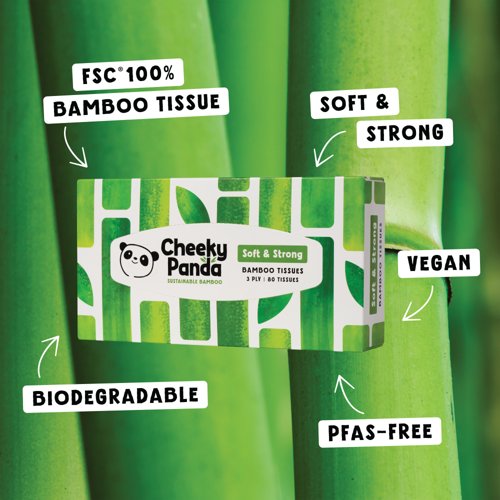 Cheeky Panda Bamboo Tissues 3-Ply 80 Tissues (Pack of 12) 1103039