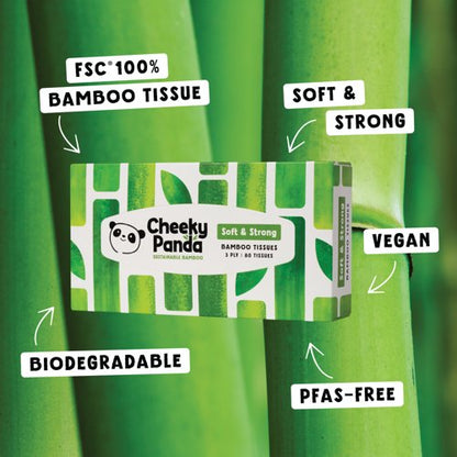 Cheeky Panda Bamboo Tissues 3-Ply 80 Tissues (Pack of 12) 1103039