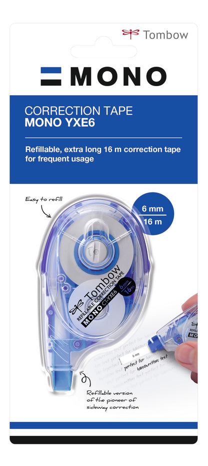 Tombow MONO YXE6 Refillable Correction Tape Roller 6mmx16m White - CT-YXE6