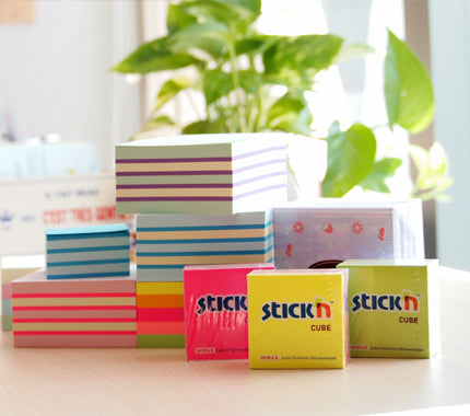 Stickn Sticky Notes Cube 76x76mm 400 Sheets Neon Colours 21539