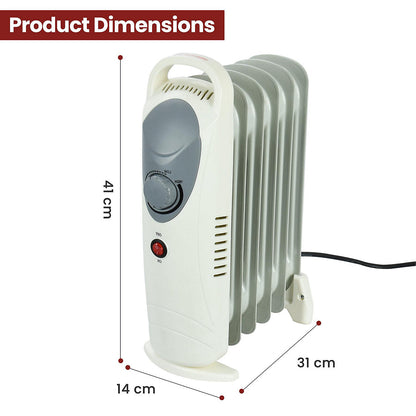 Daewoo Mini Oil Filled Radiator 800W 6-Fin Portable Heater White