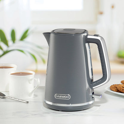 Daewoo Stirling Jug Kettle 1.7L Cordless Swivel Base 3KW Grey