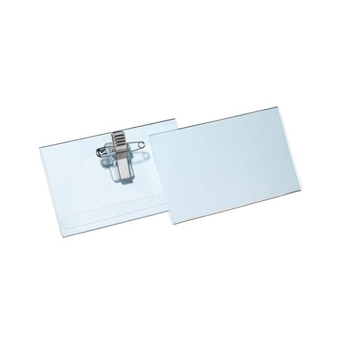 Durable Name Badge with Combi Clip 54x90mm Clear (Pack of 50) 8145/19