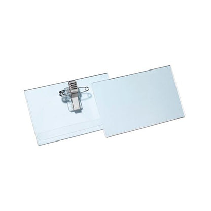Durable Name Badge with Combi Clip 54x90mm Clear (Pack of 50) 8145/19