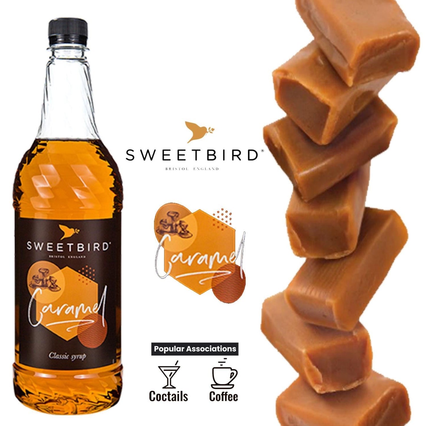 Sweetbird Caramel Coffee Syrup 1litre (Plastic)