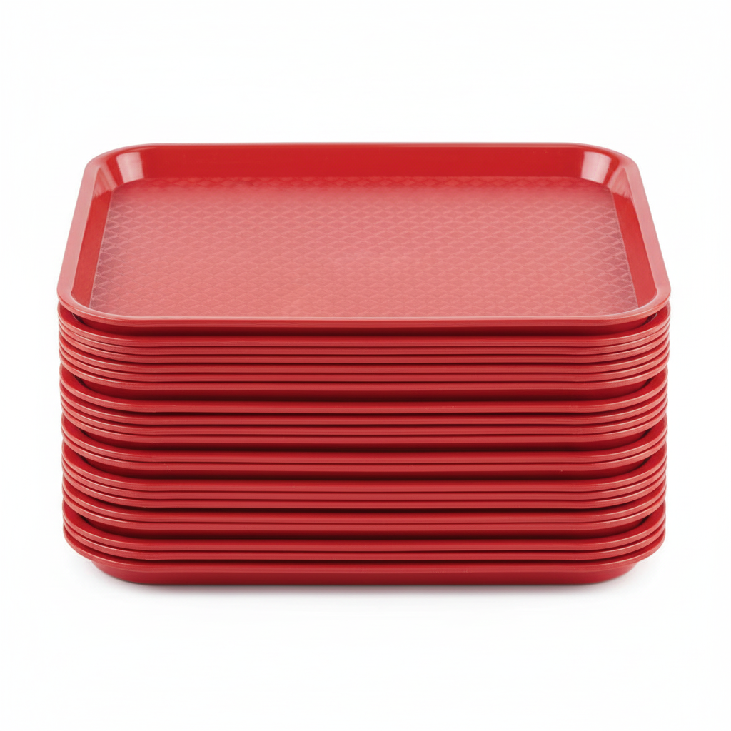 Fixtures Red Plastic Fast Food Serving Tray {34cm x 26cm}