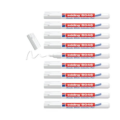 Edding 8046 Ready White Industry Pen Folding Box (Pack of 10) 4-8046049