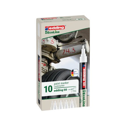 Edding E-50 Water-Based Paint Marker Medium White (Pack of 10) 4-50-049/10
