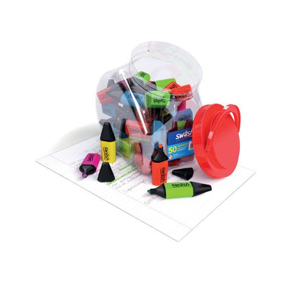 Swash Mini Highlighters in Screw Top Tub Assorted (Pack of 50) MHL50T