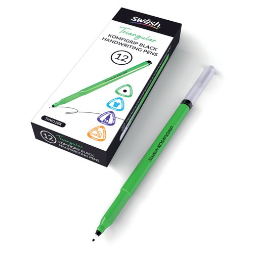 Swash KOMFIGRIP Handwriting Pen Black (Pack of 12) THW12BK