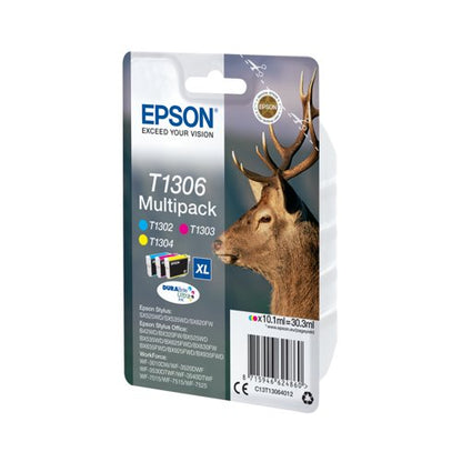 Epson T1306 Stag DURABrite Ultra Ink Cartridge CMY Multipack C13T13064012