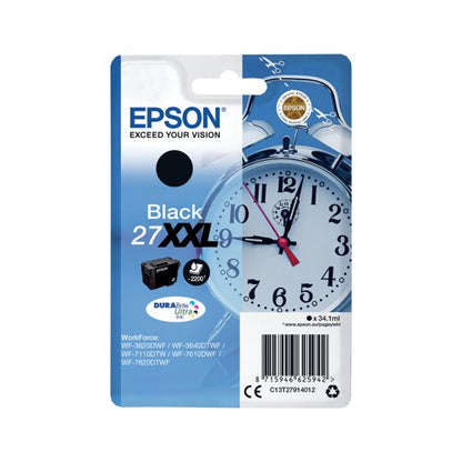 Epson 27XXL Alarm Clock DURABrite Ultra Ink Cartridge Extra High Yield Black C13T27914012