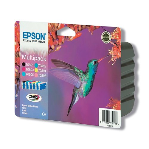 Epson T0807 Hummingbird Claria Photographic Ink Cartridge CMYK/Lt Cyan/Lt Mag Multipack C13T08074011