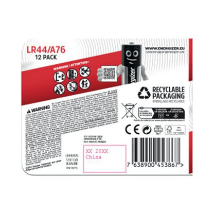 Energizer Alkaline LR44 Coin Cell Battery (Pack of 12) 7638900453867