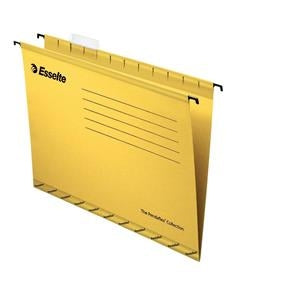 Esselte 90335 Classic Reinforced Suspension File, Foolscap, Pack of 25, Tabs Included, 360 x 240 mm, Yellow