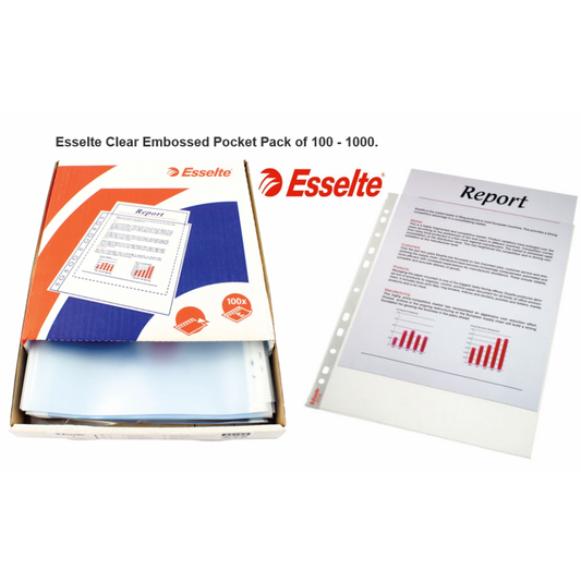 Esselte Pocket Top Opening Embossed A4 Clear (Pack of 100) 23752