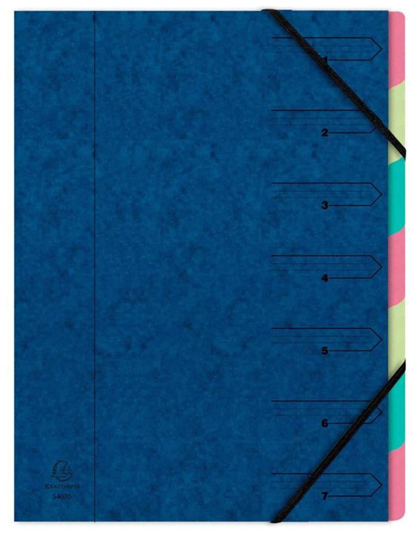 Exacompta Nature Future 54072E (A4) Organiser 7-Part Stapled Elastics Compartments Blue (Single)