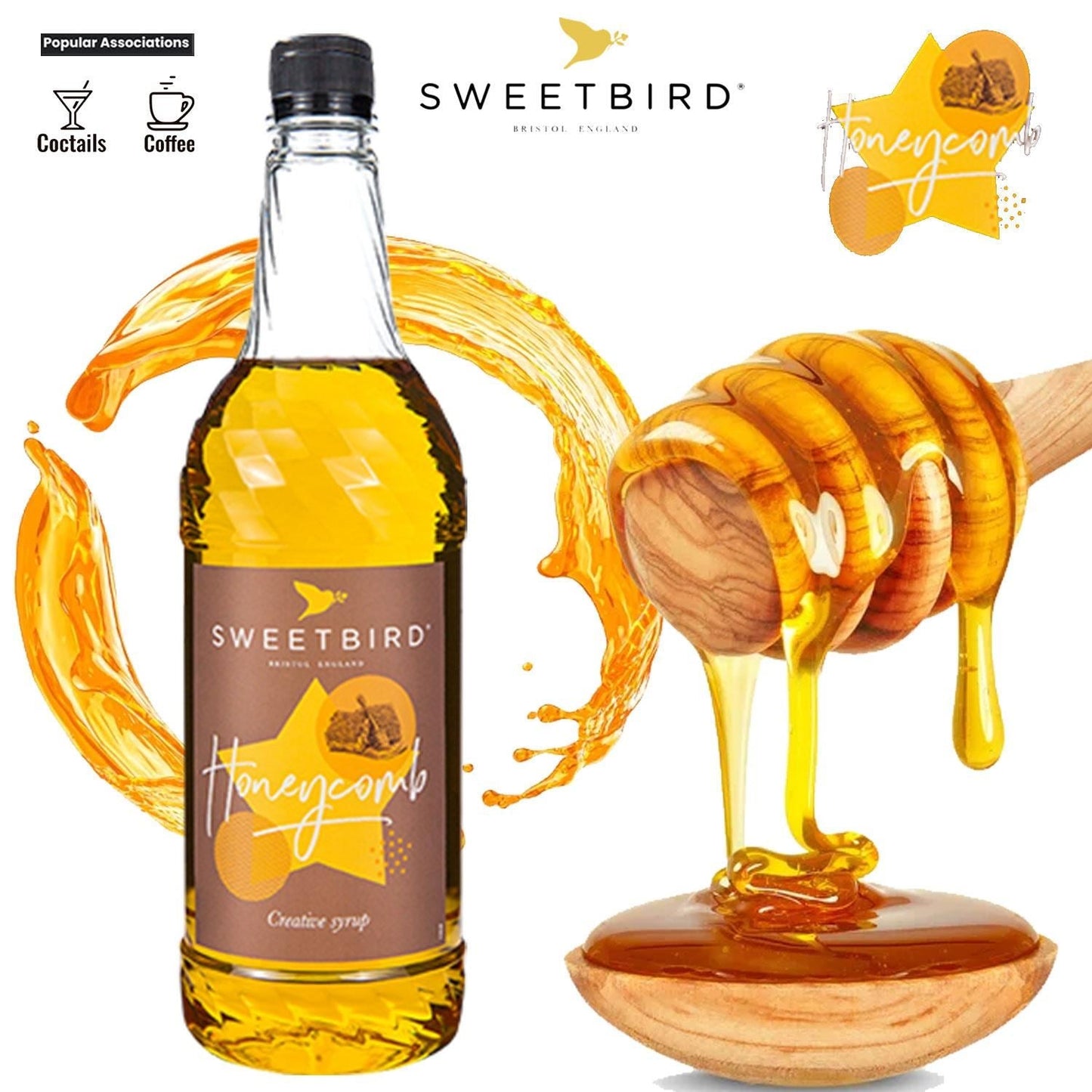 Sweetbird Honeycomb Coffee Syrup 1litre (Plastic)
