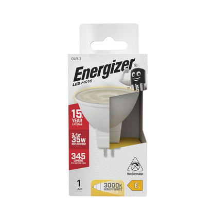Energizer S8832 LED GU5.3 (MR16) 36 Non-Dimmable Bulb, Warm White 345 lm 4.5W ENGS8832 | 4 Pack